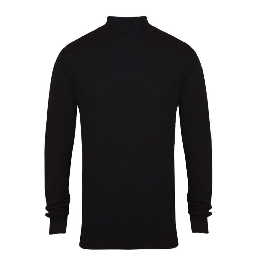 Henbury Mens Roll Neck Sweatshirt / Black